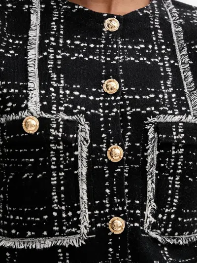 Silvian Heach Tweed-fringed Button-down Jacket In Multi