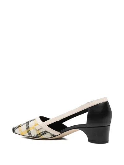 Manolo Blahnik 30mm Varro Checked-pattern Cut-out Pumps In Multi