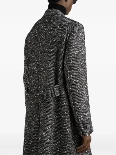Dolce & Gabbana Herringbone Coat In Black