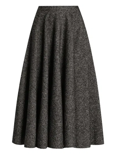 Dolce & Gabbana Midi Circle Skirt In A Dotted Wool Blend Dolce E Gabbana In Gray