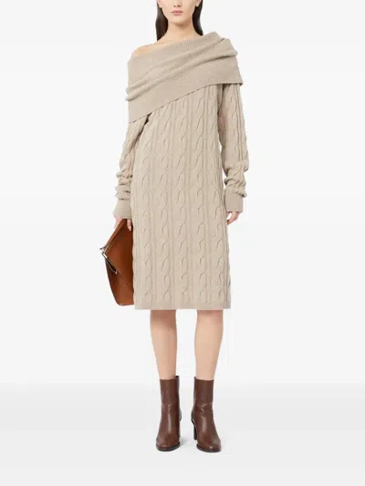 Max Mara Cable-knit Wool And Cashmere Dress In Nude