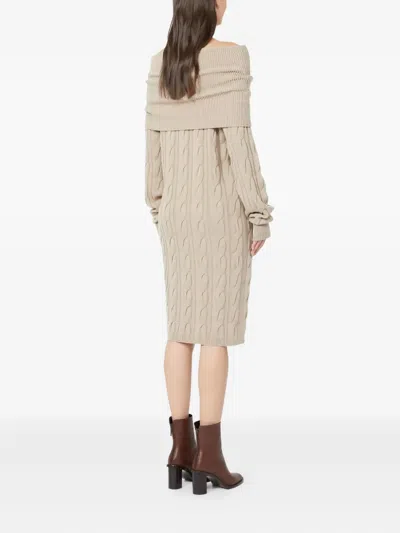 Max Mara Cable-knit Wool And Cashmere Dress In Nude
