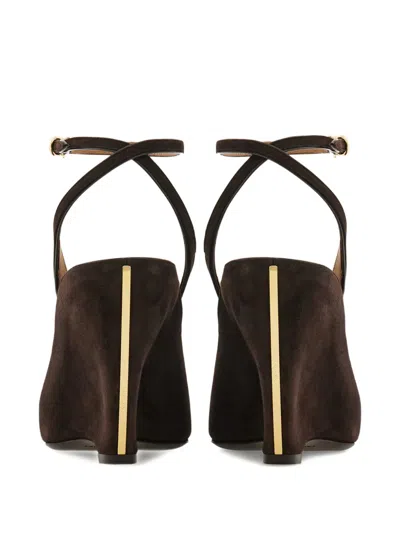 Ferragamo 90mm Peep-toe Wedge Pumps In Brown