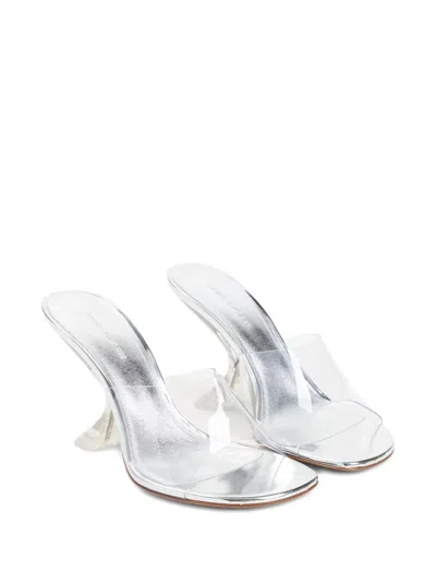 Amina Muaddi Metallic Open-toe Sandals With Sculptural Heel In White