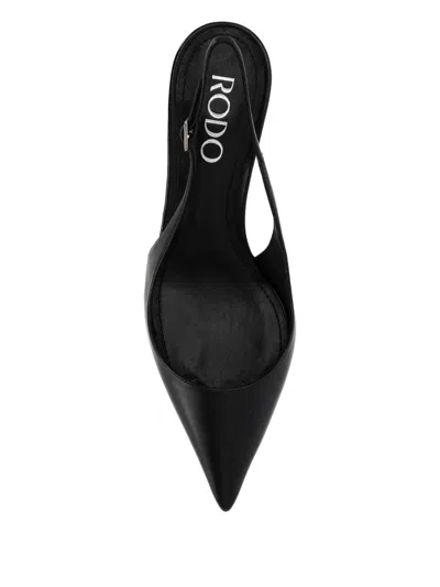 Rodo 35mm Slingback Leather Pumps In Black