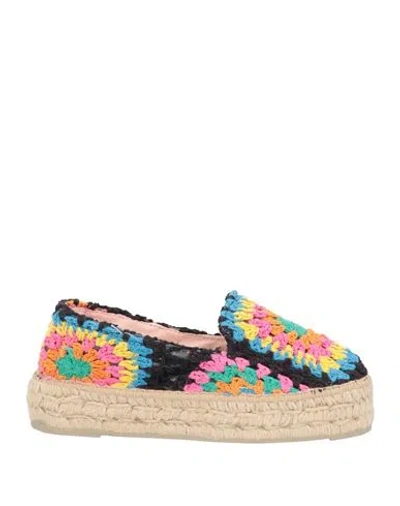 Manebi Colorful Crochet Espadrilles Jute Sole In Multi