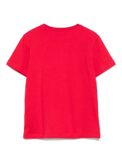 Balmain Logo-embroidered Cotton T-shirt In Red