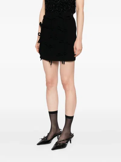 Msgm Bow-embellished Skirt In Black
