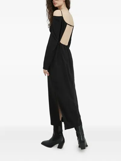 Samsoe & Samsoe Off-shoulder Midi Dress In Black