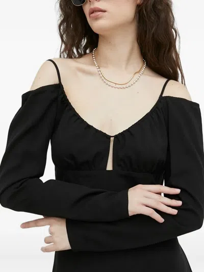 Samsoe & Samsoe Off-shoulder Midi Dress In Black