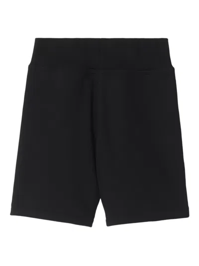 Burberry Cotton Shorts With Check Trims For Kids In Black