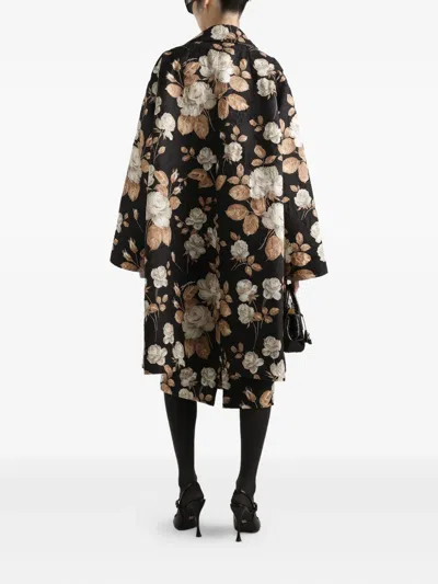 Dolce & Gabbana Embroidered Floral Pattern Coat With Long Sleeves In Multi