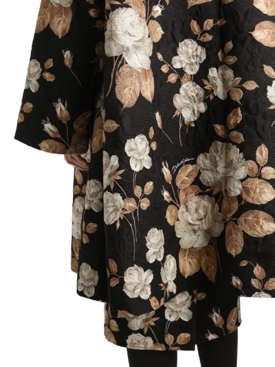 Dolce & Gabbana Embroidered Floral Pattern Coat With Long Sleeves In Multi