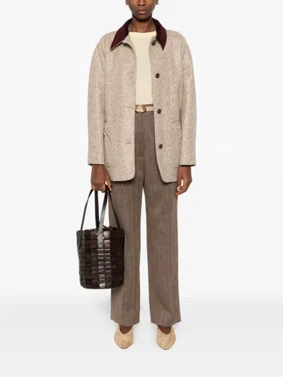 Blazé Milano Clelia Corduroy-collar Wool Jacket In Neutral