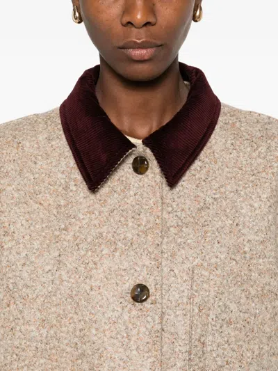 Blazé Milano Clelia Corduroy-collar Wool Jacket In Neutral