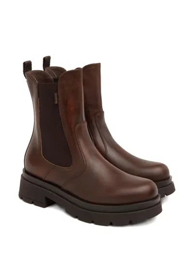 Nero Giardini Elastic-panel Platform Boots In Brown