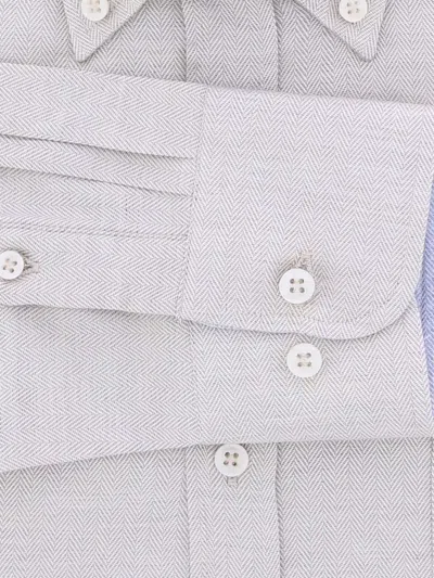 Paul & Shark Herringbone-pattern Button-cuff Shirt In Gray