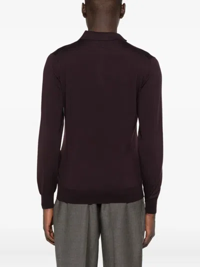 Lardini Half-button Long Sleeved Polo Shirt In Brown