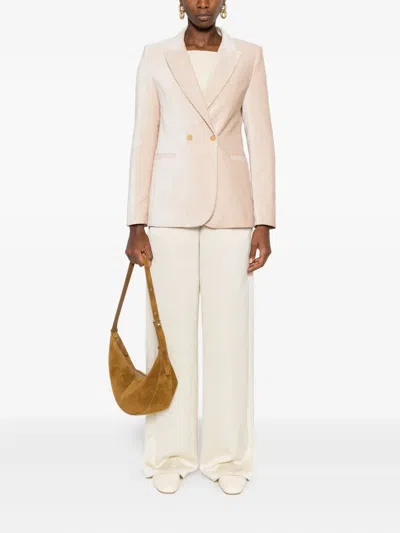 Forte Forte Double-breasted Velvet Jacket Featuring Pockets In Neutral