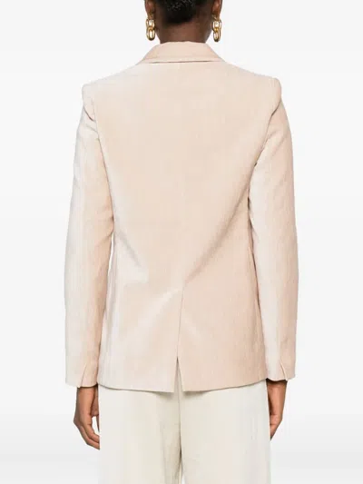 Forte Forte Double-breasted Velvet Jacket Featuring Pockets In Neutral