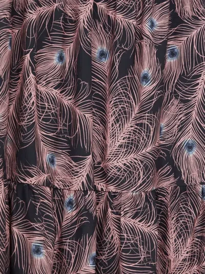 Drykorn Peacock Feather Print Midi Day Dress In Purple