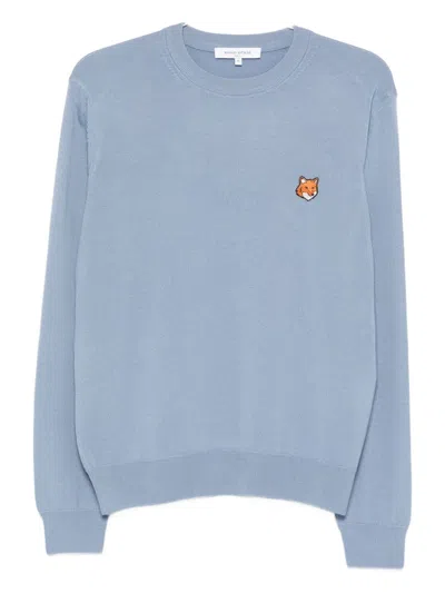 Maison Kitsuné Fox Head-patch Sweatshirt In Blue