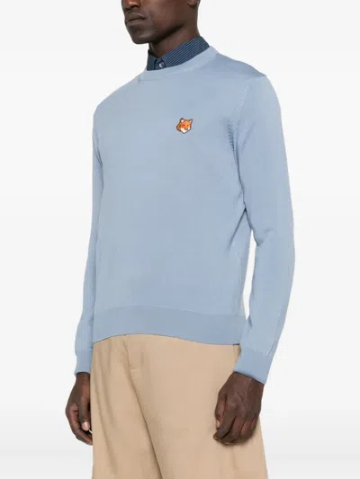 Maison Kitsuné Fox Head-patch Sweatshirt In Blue