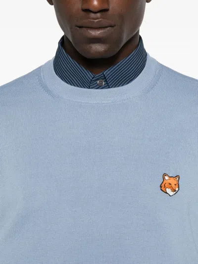 Maison Kitsuné Fox Head-patch Sweatshirt In Blue