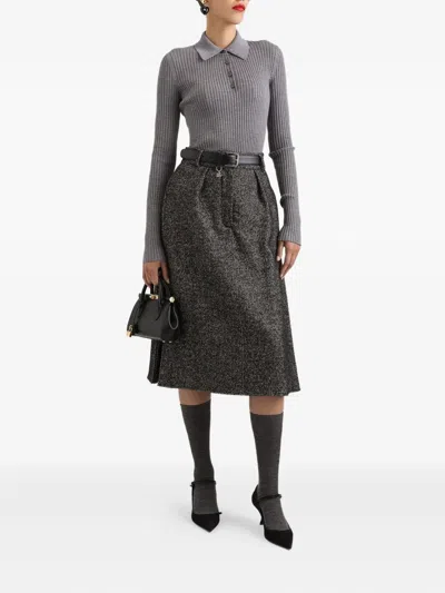 Dolce & Gabbana Ribbed Wool Pullover In Gray
