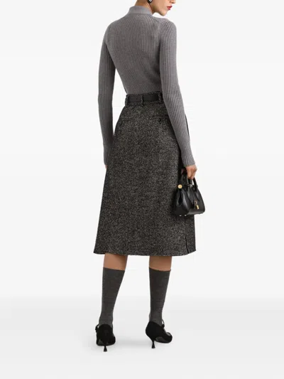 Dolce & Gabbana Ribbed Wool Pullover In Gray