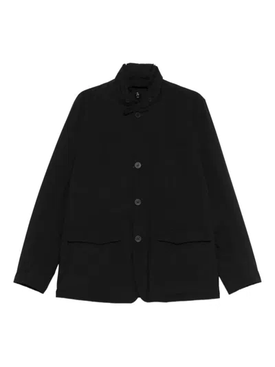 Herno Down Jacket High Collar Front Pockets In Black
