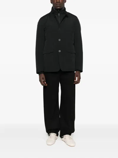 Herno Down Jacket High Collar Front Pockets In Black