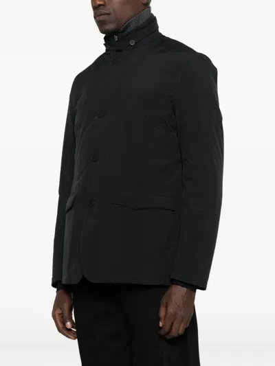 Herno Down Jacket High Collar Front Pockets In Black