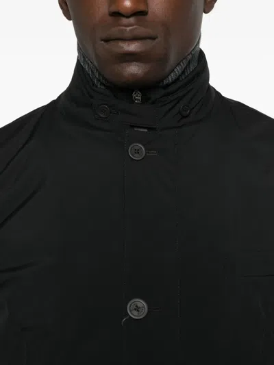 Herno Down Jacket High Collar Front Pockets In Black