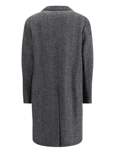 Givenchy Men Wool Blend Coat With Herringbone Motif In Multi