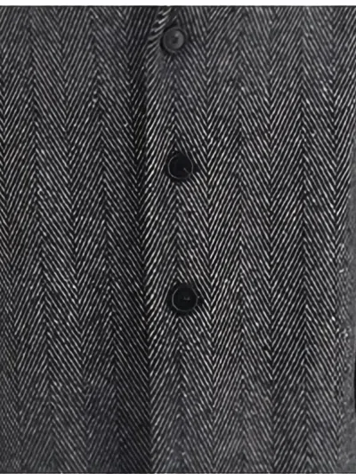Givenchy Men Wool Blend Coat With Herringbone Motif In Multi