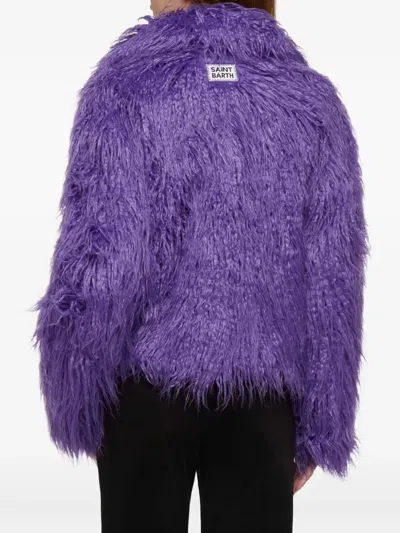 Mc2 Saint Barth Purple Furry Short Jacket Sully In Purple