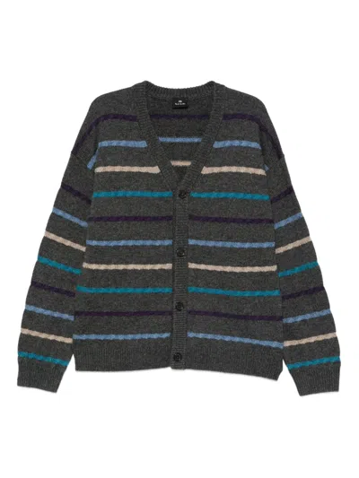 Ps By Paul Smith Striped Button Cardigan In Multi
