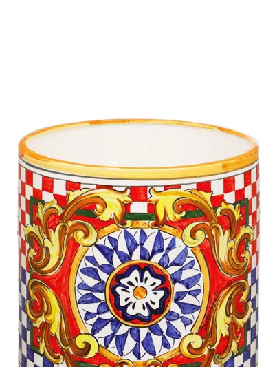 Dolce & Gabbana Geometric-patterned Ceramic Vase In Multi