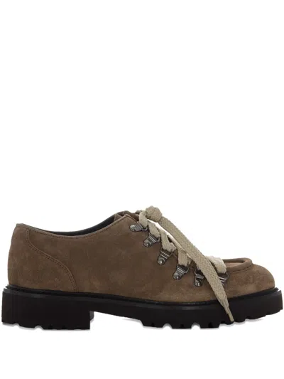 Doucal's Parabout Suede Lace-up Shoe With Hooks In Brown