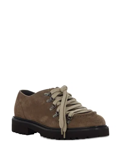 Doucal's Parabout Suede Lace-up Shoe With Hooks In Brown