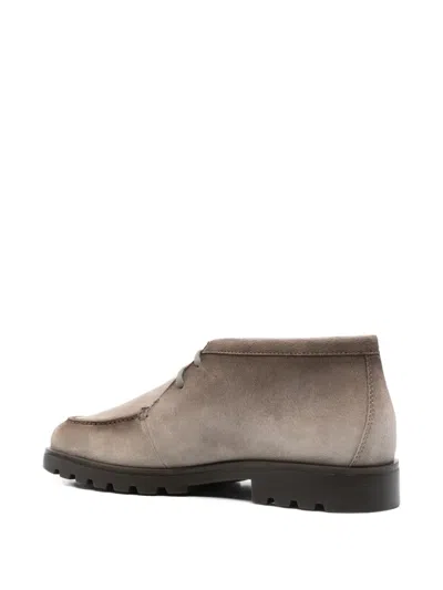 Santoni Ankle Boots Lace-up Round Toe In Gray