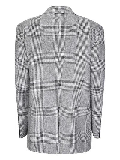 Tagliatore Houndstooth Tailored Double-breasted Blazer And Wide-leg Trousers In Gray