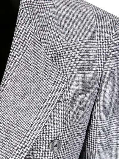 Tagliatore Houndstooth Tailored Double-breasted Blazer And Wide-leg Trousers In Gray