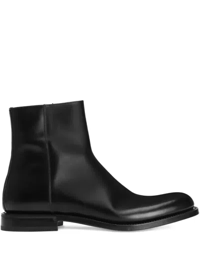 Dolce & Gabbana Zippered Leather Ankle Boots In Black