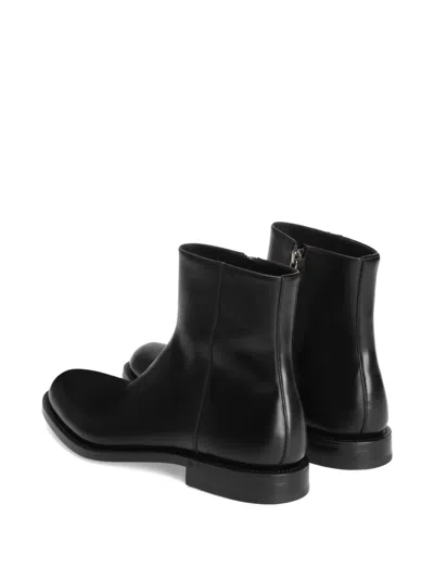 Dolce & Gabbana Zippered Leather Ankle Boots In Black