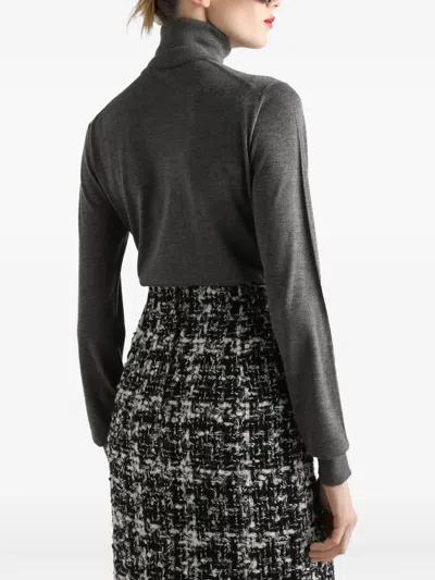 Dolce & Gabbana Turtleneck Knit Pullover Long Sleeve Style In Gray