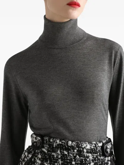 Dolce & Gabbana Turtleneck Knit Pullover Long Sleeve Style In Gray
