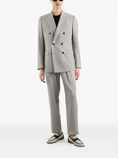 Dolce & Gabbana Linen Double-breasted Jacket Jackets Grey In Gray
