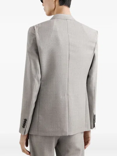 Dolce & Gabbana Linen Double-breasted Jacket Jackets Grey In Gray